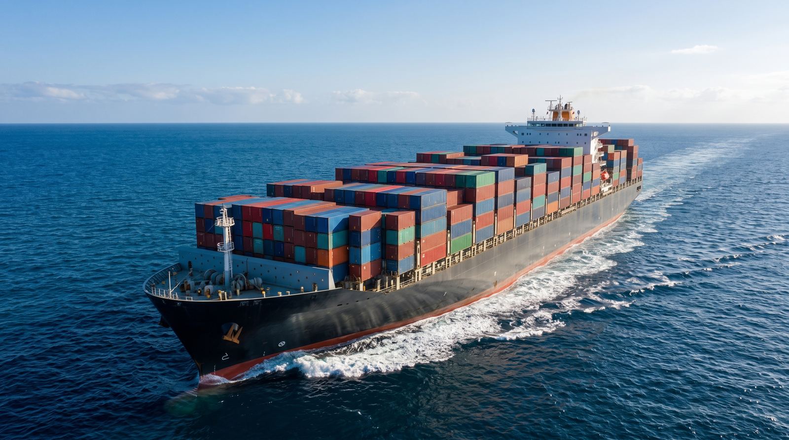 Container ship sailing on the ocean